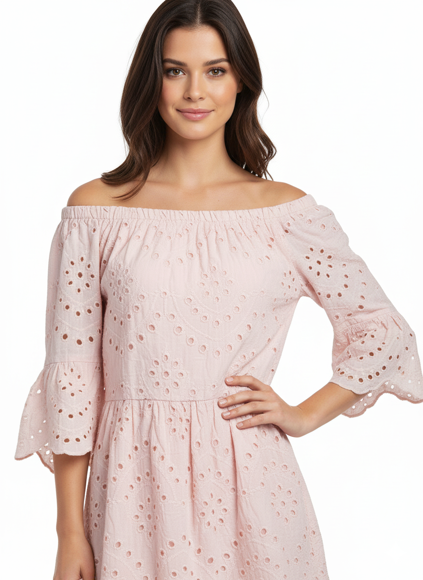 Vestido troquelado rosa