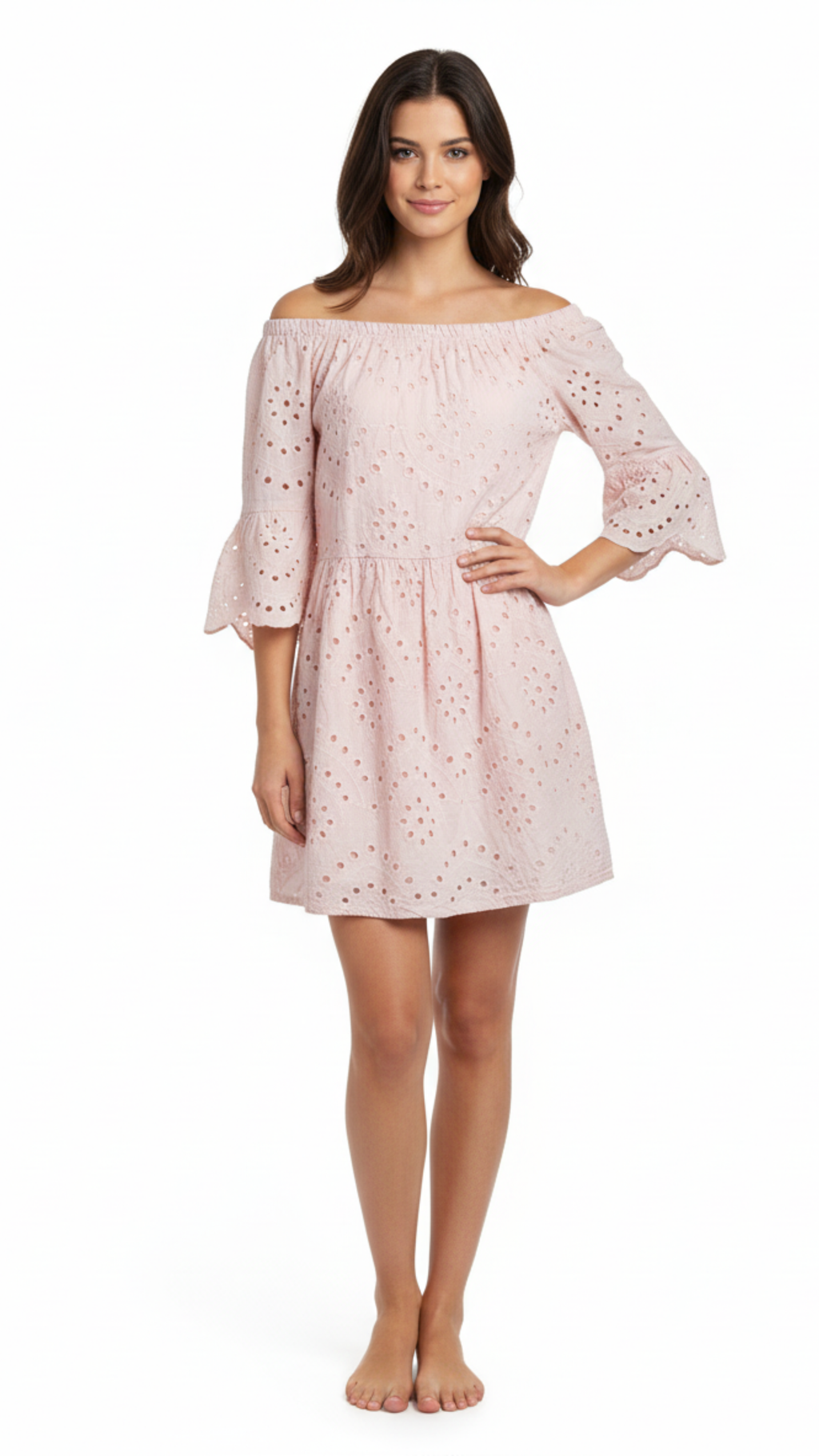 Vestido troquelado rosa