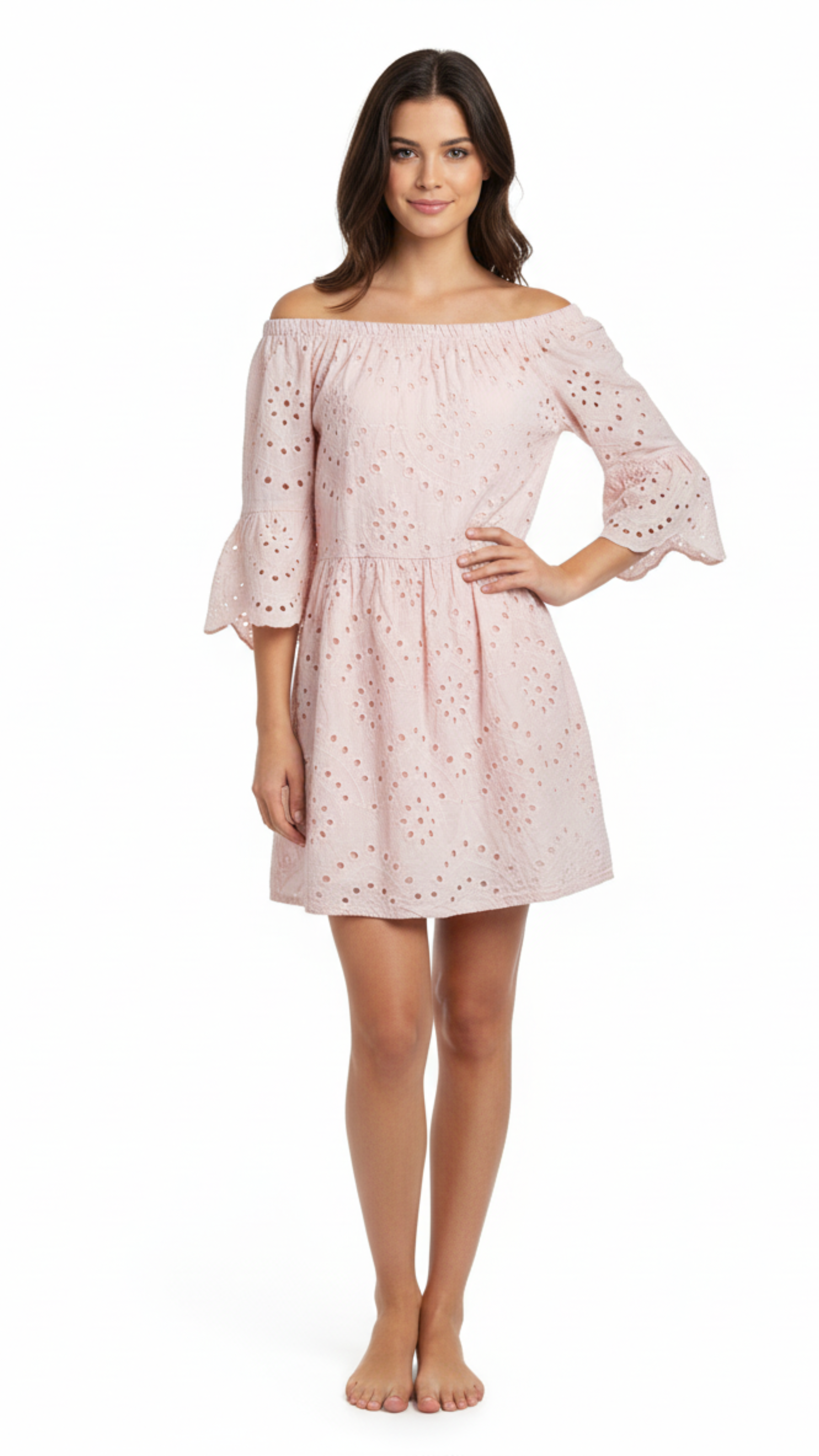 Vestido troquelado rosa