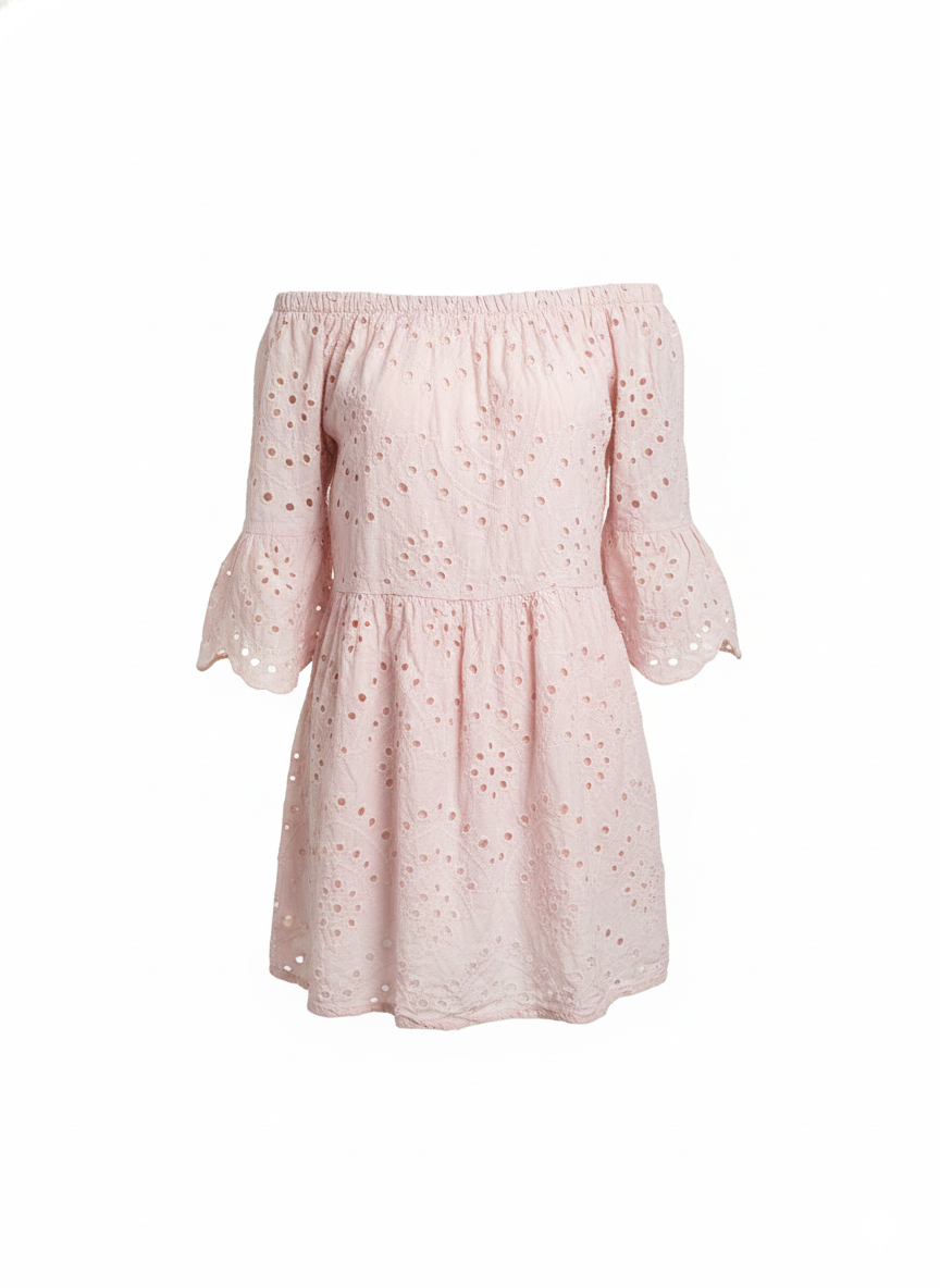 Vestido troquelado rosa