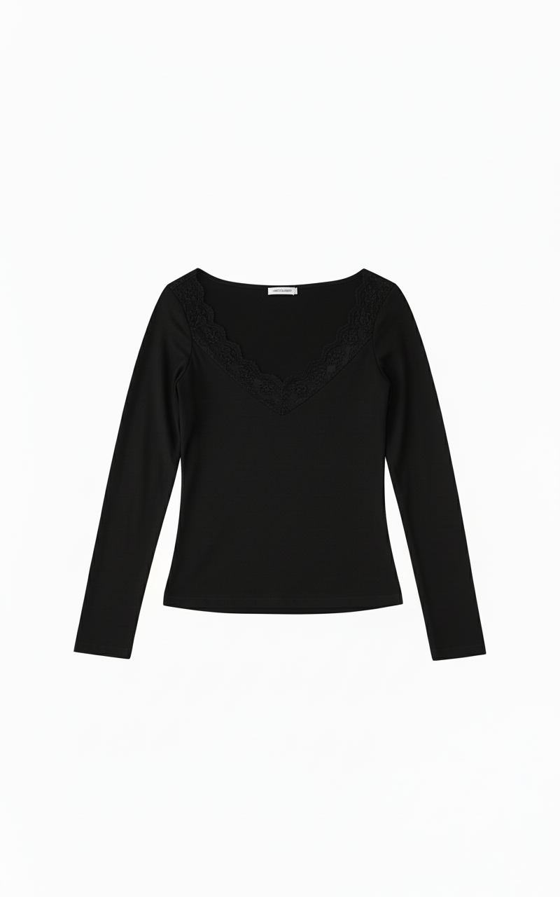 Camiseta Tactel Manga Larga con Blonda