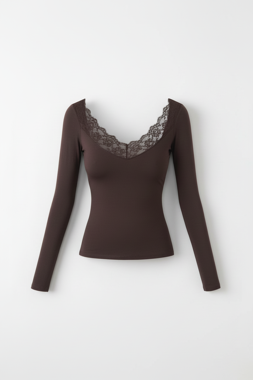 Camiseta Tactel Manga Larga con Blonda