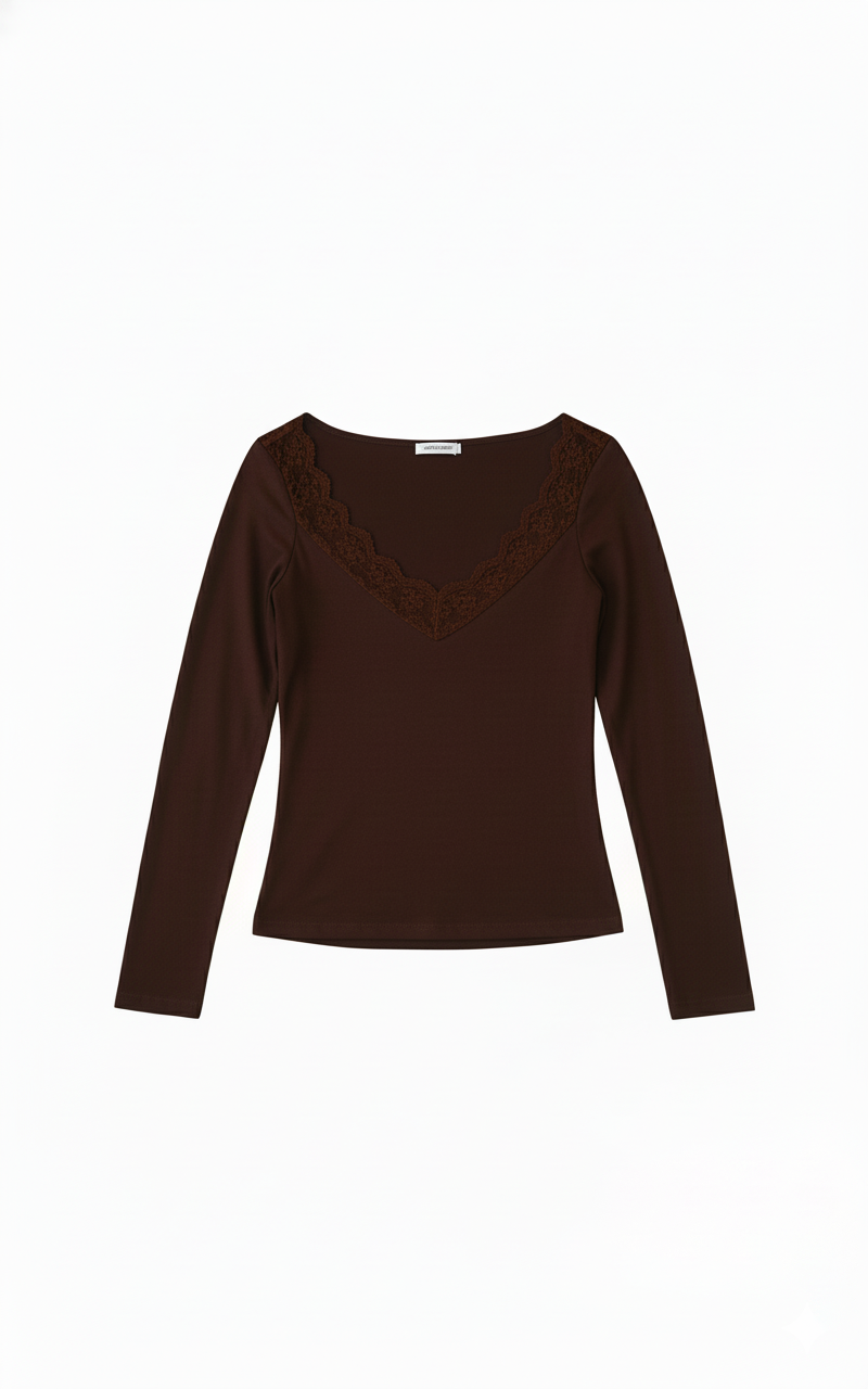 Camiseta Tactel Manga Larga con Blonda