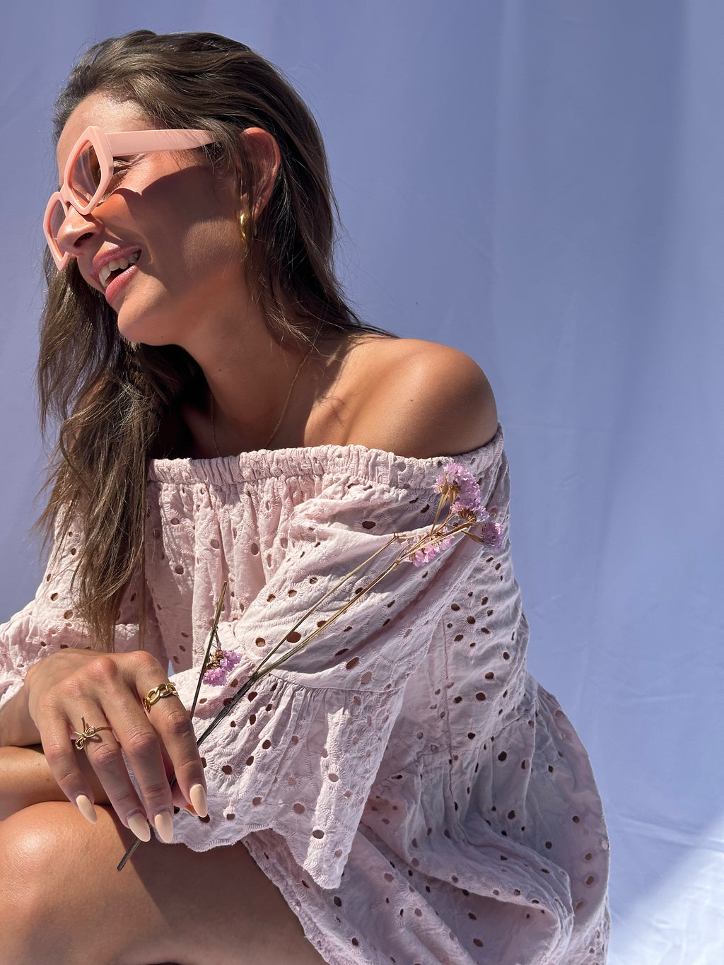 Vestido troquelado rosa