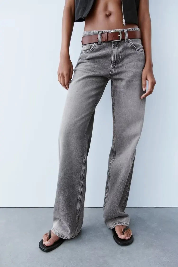 Jeans straight cintura alta