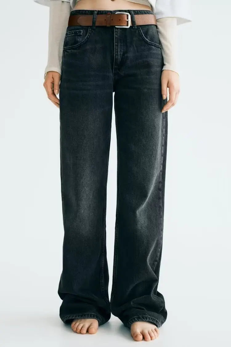 Jeans straight cintura alta