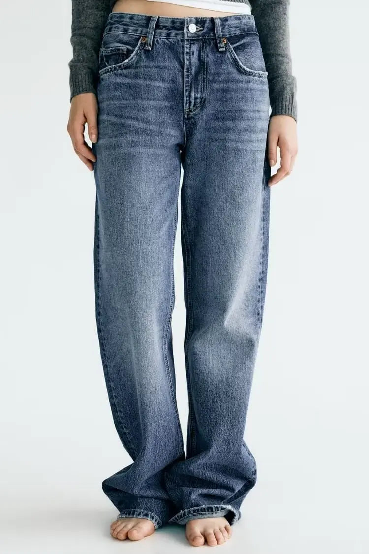 Jeans straight cintura alta