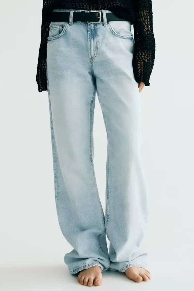 Jeans straight cintura alta